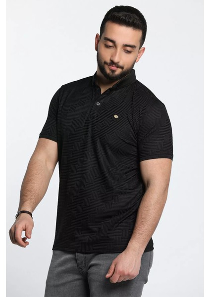 Kendinden Desenli Likralı Erkek Polo Yaka Tişört modelleri