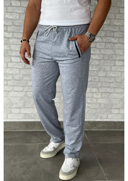 Ön Cep Fermuarlı Düz Paça Erkek Eşofman Altı