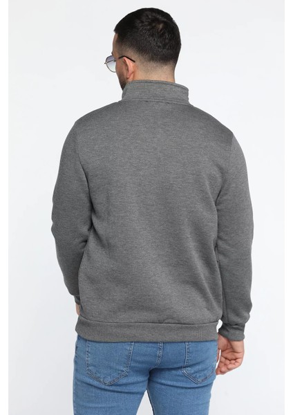 Yarım Fermuarlı Üç Iplik Şardonlu Erkek Sweatshirt modelleri