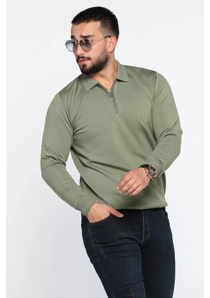 Polo Yaka Yarım Fermuarlı Erkek Triko Kazak P-00013251 fiyatları