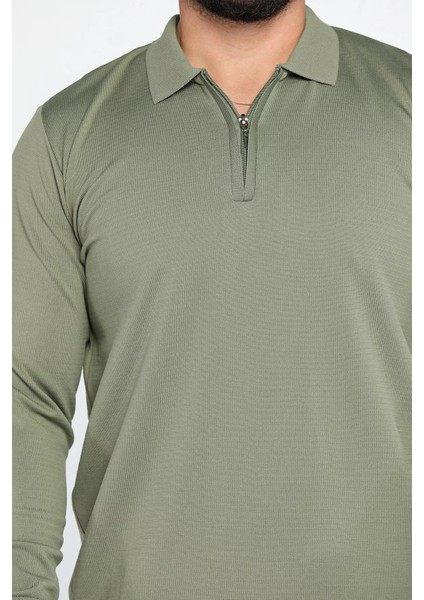 Polo Yaka Yarım Fermuarlı Erkek Triko Kazak P-00013251 fırsatları