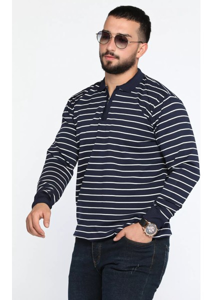 Polo Yaka Yarım Fermuarlı Çizgili Erkek Triko Kazak fiyatları