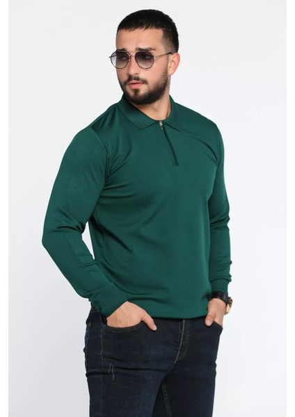 Polo Yaka Yarım Fermuarlı Erkek Triko Kazak fiyatları