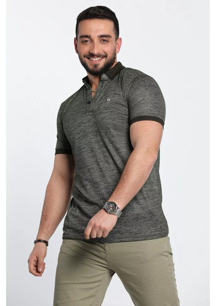 Kendinden Desenli Polo Yaka Ön Düğme Detaylı Erkek Tişört fiyatları
