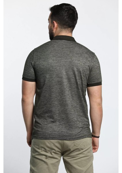 Kendinden Desenli Polo Yaka Ön Düğme Detaylı Erkek Tişört indirimleri