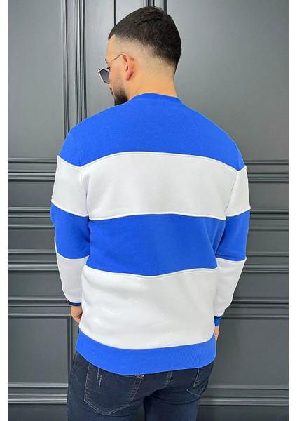 Bisiklet Yaka Üç Iplik Şardonlu Renk Garnili Erkek Sweatshirt modelleri