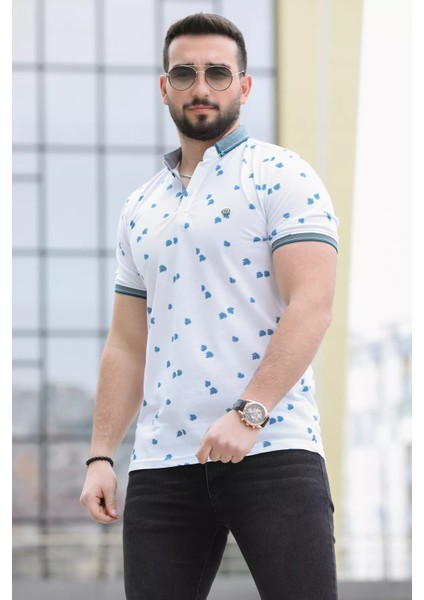 Yaprak Desenli Likralı Erkek Polo Yaka Tişört fiyatları