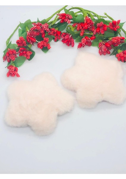 Toz Pembe Peluş Yıldızlı Çıtçıtlı Toka 2'li