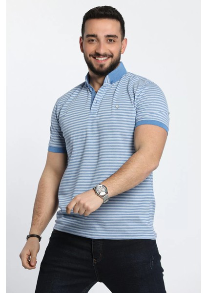 Erkek Çizgi Desenli Likralı Polo Yaka Tişört fiyatları