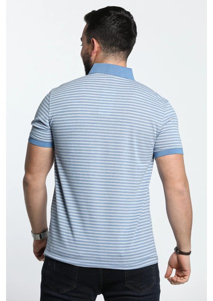 Erkek Çizgi Desenli Likralı Polo Yaka Tişört indirimleri