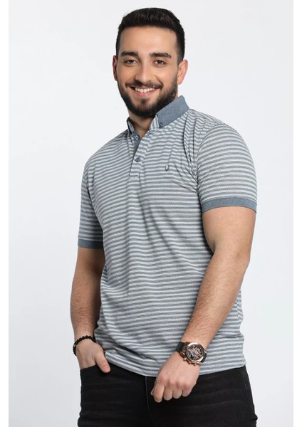 Erkek Çizgi Desenli Likralı Polo Yaka Tişört fiyatları