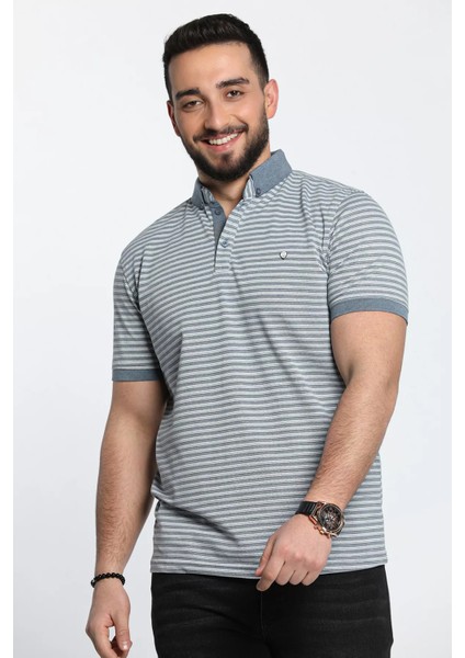 Erkek Çizgi Desenli Likralı Polo Yaka Tişört modelleri