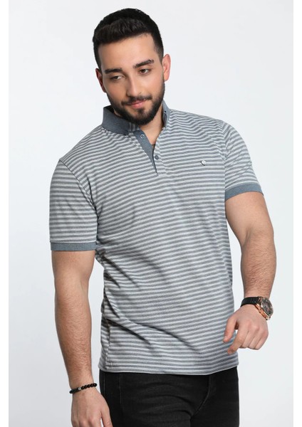 Erkek Çizgi Desenli Likralı Polo Yaka Tişört fırsatları
