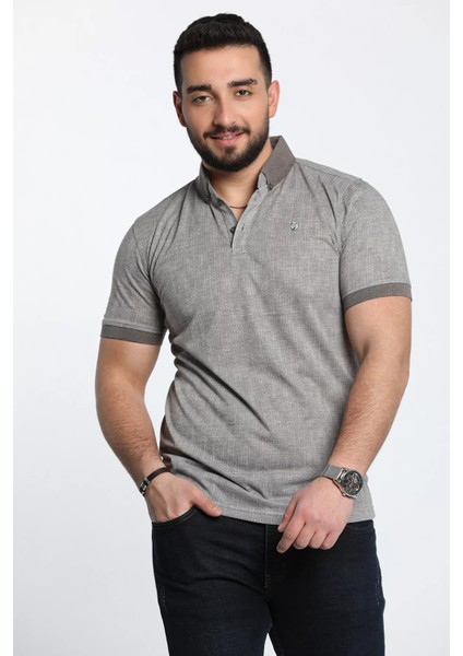 Kendinden Desenli Polo Yaka Erkek Tişört fiyatları