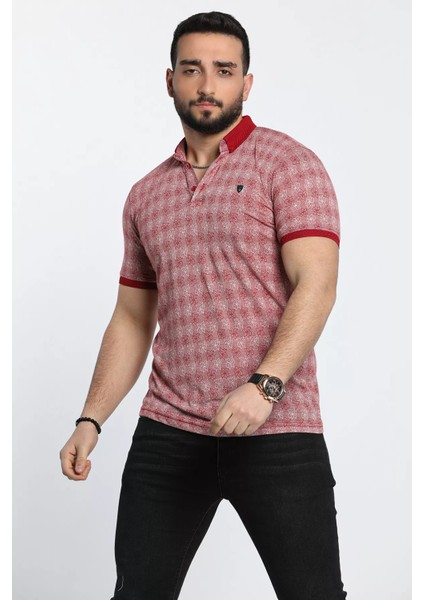 Erkek Çiçek Desenli Likralı Polo Yaka Tişört fiyatları