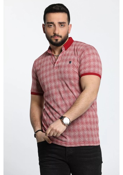 Erkek Çiçek Desenli Likralı Polo Yaka Tişört modelleri