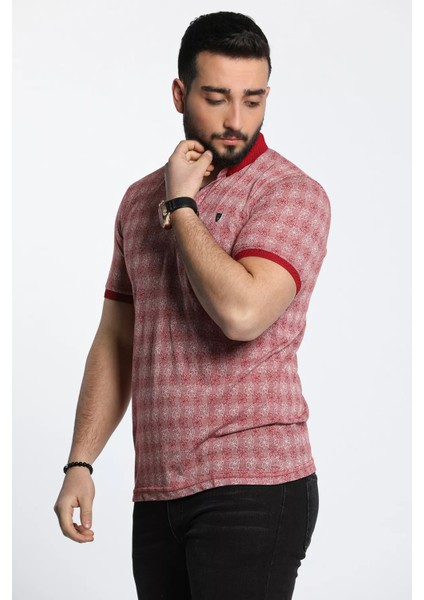 Erkek Çiçek Desenli Likralı Polo Yaka Tişört fırsatları