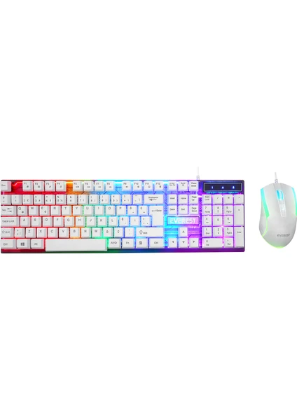 KM-198 Luminax Beyaz Gökkuşağı Aydınlatmalı Q Gaming Oyuncu Klavye + Mouse Set