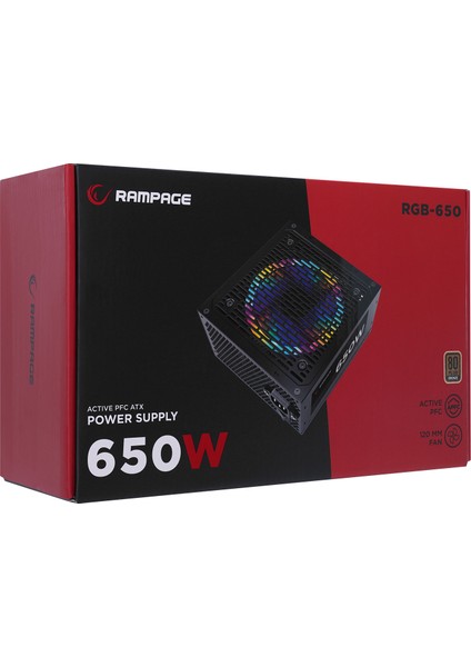 RGB-650 650W 80 Plus Bronze Aktif Pfc 12CM Rgb Fanlı Power Supply