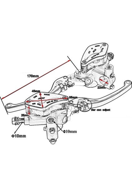 Gri Sağ Parça Stili Kolu Ayarlanabilir Kolu Hidrolik Debriyaj Fren Pompası Ana Silindir Motosiklet Yarışı Evrensel Honda Yamaha Kawasaki Fren (Yurt Dışından) modelleri