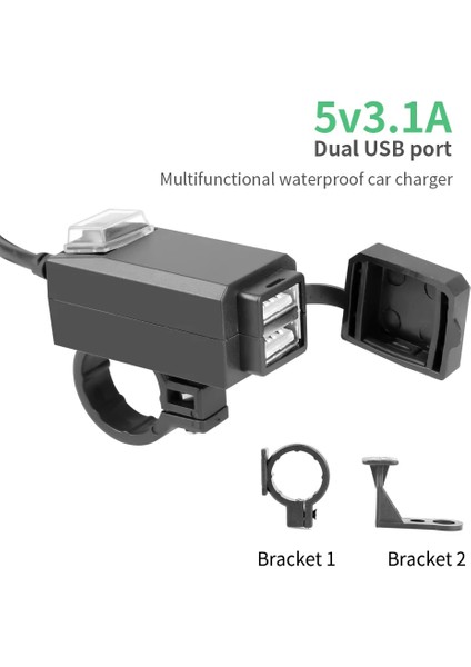 5V3.1A Stili 12V Qc3.0 USB Motosiklet Şarj Cihazı Su Geçirmez Hızlı Şarj Cihazları Mobil Motokros Aksesuarları Için Çift USB Hızlı Güç Adaptörü Anahtarı (Yurt Dışından)