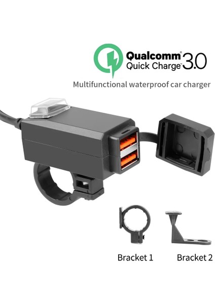 5V3.1A Stili 12V Qc3.0 USB Motosiklet Şarj Cihazı Su Geçirmez Hızlı Şarj Cihazları Mobil Motokros Aksesuarları Için Çift USB Hızlı Güç Adaptörü Anahtarı (Yurt Dışından)