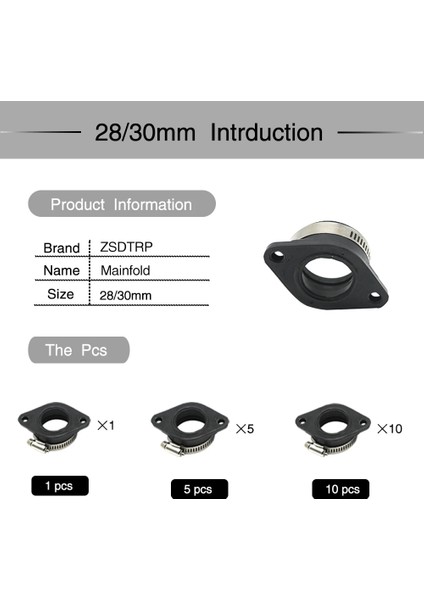 28MM 30MM 1 Adet Tarzı Zs Yarış Motosiklet Karbüratör Kauçuk Adaptör Giriş Emme Borusu Mıkunı VM24 Oko Koso Keıhın PE28 mm (Yurt Dışından)