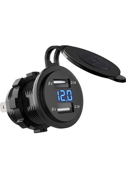 Yeşil Stil Çift USB Şarj Soketi Su Geçirmez Güç Çıkışı 2.1A 2.1A Voltmetre ve Tel ile Araba Tekne Motosiklet Için In-Line 10A Sigorta (Yurt Dışından) fiyatları