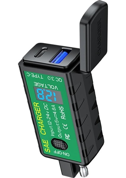 3 Stili Yazın Motosiklet Şarj Cihazı 12V Sae Çift USB Su Geçirmez Hızlı Şarj Adaptörü Voltmetre ile Telefon Gps Için Onoff Anahtarı (Yurt Dışından)