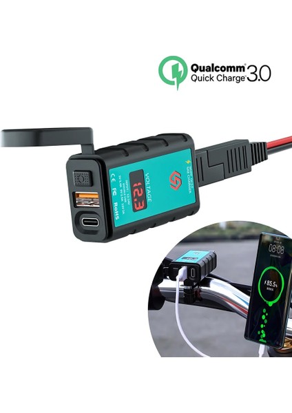 A-Ot Stili 12V USB Motosiklet Şarj Cihazı Su Geçirmez Anahtarı Voltmetre ile Sae USB Tip-C Soket Hızlı Şarj Adaptörü Motosiklet Aksesuarları (Yurt Dışından) fırsatları