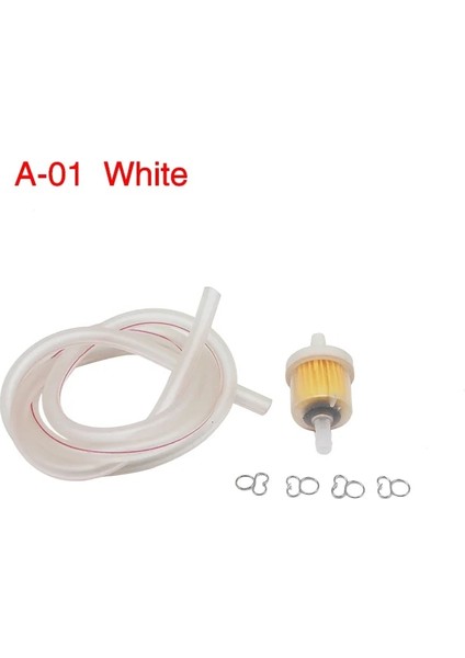 Beyaz Stil Zsdtr Evrensel Benzinli Yağ Yakıt Filtresi ve Yakıt Hortumu ve Hattı Kelepçe Seti Motosiklet Moped Scooter Dirt Bike Atv (Yurt Dışından)