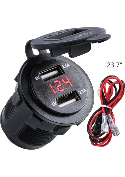 Kırmızı Stil 4.2A Su Geçirmez Çift USB Şarj Soketi Voltmetre ile Güç Çıkışı Araba Tekne Için LED Işık Deniz Atv Motosiklet Plastik (Yurt Dışından)