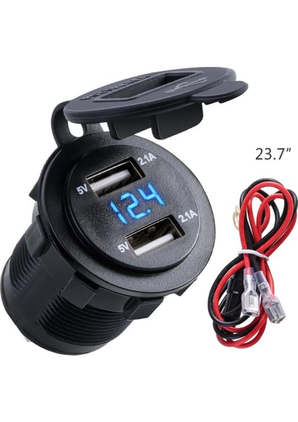 Kırmızı Stil 4.2A Su Geçirmez Çift USB Şarj Soketi Voltmetre ile Güç Çıkışı Araba Tekne Için LED Işık Deniz Atv Motosiklet Plastik (Yurt Dışından) modelleri