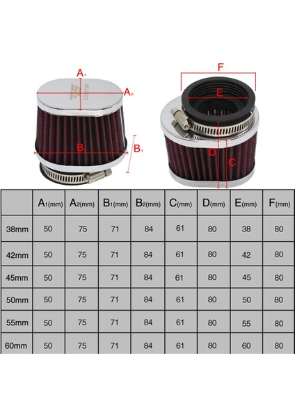55 mm Tarzı Alcon-Karbüratör Hava Filtresi mm Evrensel Pwk Karbüratör Hava Emme Filtresi Için (Yurt Dışından) modelleri