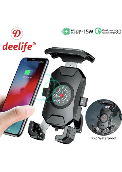 Şarj Cihazı Stili Olmadan Deelife Telefon Tutucu Motosiklet Kablosuz Şarj Cihazı Moto Motosiklet Için Mobil Destek Scooter Gidon Dağı Akıllı Telefon Standı (Yurt Dışından) modelleri