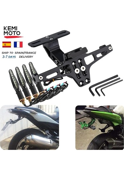 Yeşil 4 Tarzı Motosiklet Arka Plaka Montaj Tutucu ve Dönüş Sinyali Işığı Honda Için Kawasaki Z750 Z800 Için Yamaha MT07 MT09 MT10 R1 3 (Yurt Dışından)