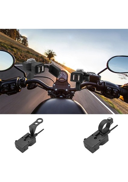 Normal Sürüm Stili Motosiklet Çift USB 12V Su Geçirmez Gidon Dijital Ekran Qca Adaptörü Güç Soketi Splitter Şarj Cihazı Cep Telefonu Için (Yurt Dışından)