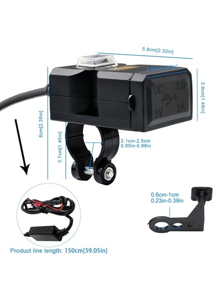 Normal Sürüm Stili Motosiklet Çift USB 12V Su Geçirmez Gidon Dijital Ekran Qca Adaptörü Güç Soketi Splitter Şarj Cihazı Cep Telefonu Için (Yurt Dışından)