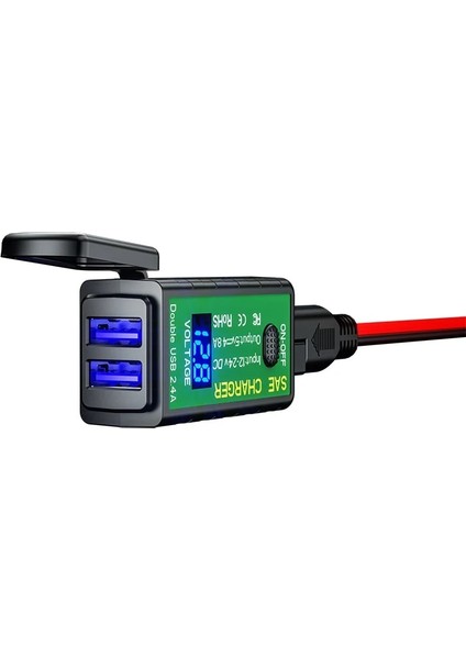 4.8A Stili 3.1A.8A Type-C Motosiklet USB Şarj Cihazı Sae - USB Type-C Voltmetre Onoff Anahtarı Su Geçirmez Hızlı Bağlantı Kesme Fişi Motosikletler (Yurt Dışından)