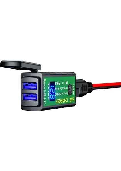 4.8A Stili 3.1A.8A Type-C Motosiklet USB Şarj Cihazı Sae - USB Type-C Voltmetre Onoff Anahtarı Su Geçirmez Hızlı Bağlantı Kesme Fişi Motosikletler (Yurt Dışından)
