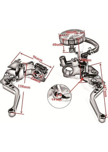 Gümüş Tarzı Motosikletler C 7 Ön Fren Debriyaj Ana Silindir Rezervuar Kolları Alüminyum Alaşımlı Motosiklet El Freni (Yurt Dışından) fiyatları