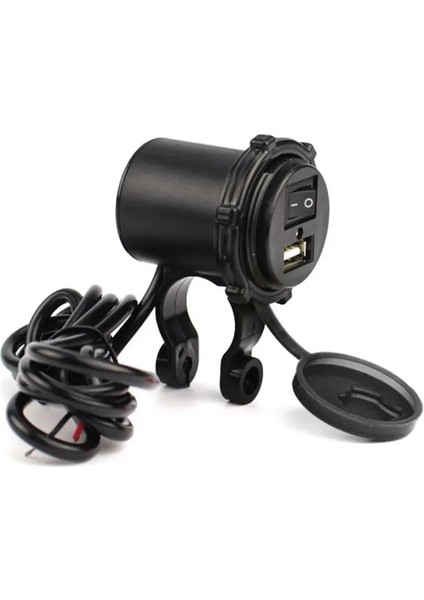 USB Motosiklet Su Geçirmez Anahtar Motosiklet Soketi Motosiklet Telefon Şarj Cihazı Çakmak Adaptörü (Yurt Dışından)