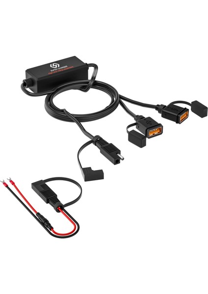 Çift USB Bağlantı Noktası Stili Motosiklet USB Hızlı Şarj Cihazı Sae - USB Adaptörü Hızlı Bağlantı Kesme Fişi Su Geçirmez 36W Qc3.0 Hızlı Şarj 3.0 Dahili Akıllı Çip (Yurt Dışından)