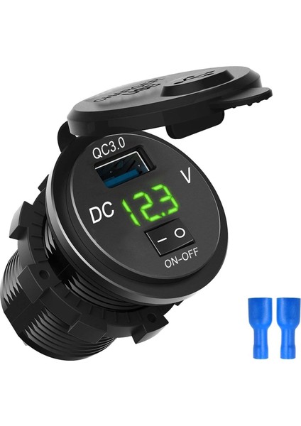 Kırmızı Stil Qc3.0 USB Araç Şarj Soketi LED Dijital Ekran Voltmetre USB Şarj Soketi Araba Motosiklet Atv Için On-Off Anahtarlı (Yurt Dışından) fiyatları