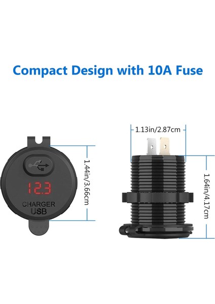Kırmızı Stil Qc3.0 USB Araç Şarj Soketi LED Dijital Ekran Voltmetre USB Şarj Soketi Araba Motosiklet Atv Için On-Off Anahtarlı (Yurt Dışından) indirimleri