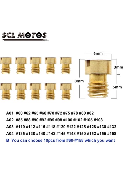 A01 Stili Scl Moto Motosiklet Karbüratör Carb Ana Jet Kiti Keihin Fcr Oko Koso Pe Pwk Karbüratör Cv Cvk Cvvd Fcr Pwk Va Vb ve (Yurt Dışından) fiyatları