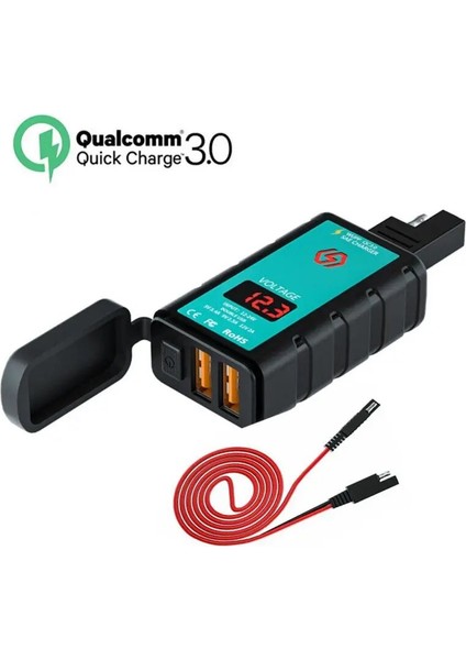 Sae C3 Stili Motosiklet Şarj Cihazı Sae Fişi USB Tip-C Soket 12V USB Motosiklet Voltmetre Su Geçirmez Anahtarlı Hızlı Şarj Adaptörü (Yurt Dışından) fiyatları
