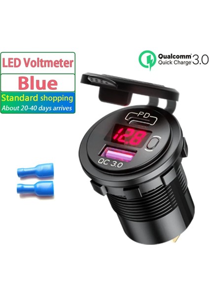 Voltmetre-Kırmızı Tarzı 48W Motosiklet USB Şarj Cihazı Pd+Qc 3.0 Anahtarlı LED Voltmetre USB Araç Şarj Cihazı Evrensel Kamyon Suv Rv Atv Tekne Soketi (Yurt Dışından)