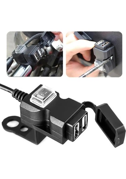 9 90V Tarzı Motosiklet Gidon Su Geçirmez Şarj Cihazı Çift USB Bağlantı Noktaları Elektrikli Araç Parçaları Için Dikiz Aynası Telefon Şarj Cihazı (Yurt Dışından)
