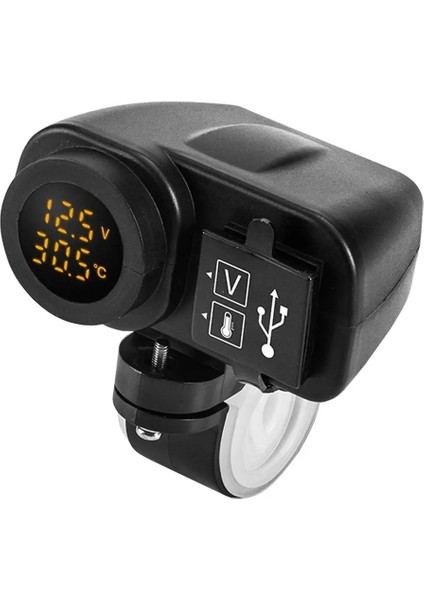 Cep Telefonu Için Dijital Ekran Motosiklet Çift USB Şarj Voltmetre Termometre (Yurt Dışından)